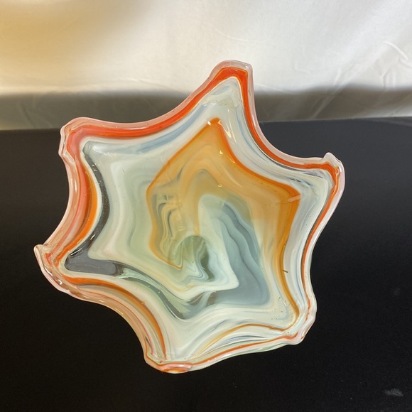 Mid Century Modern Orange Glass Sculpture - Picture 4 of 6